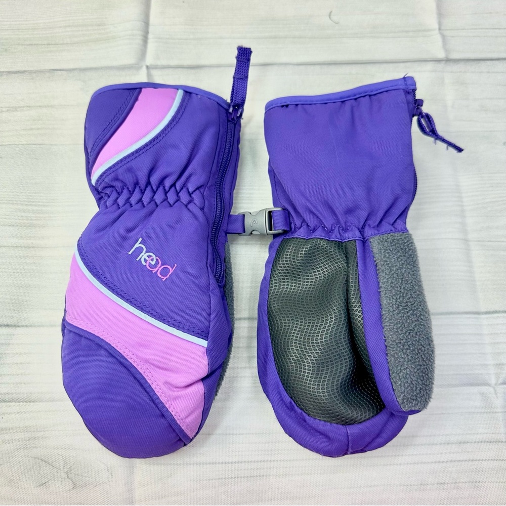 Girls HEAD brand purple GLOVES zipper on/off size XS non slip